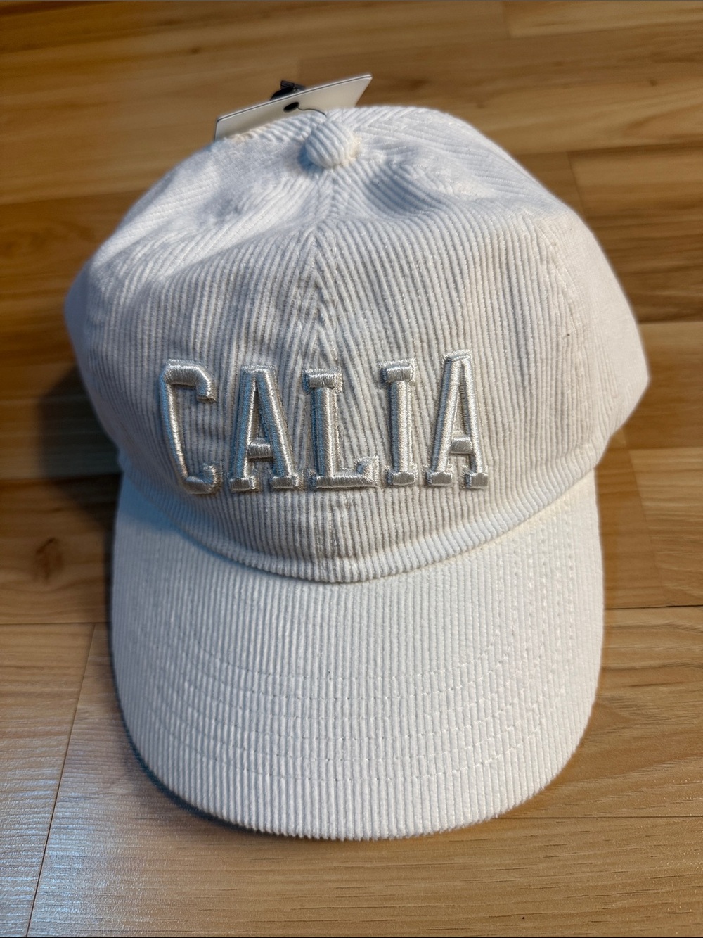 CALIA by Carrie Underwood Cream Corduroy Baseball Cap with Raised Logo